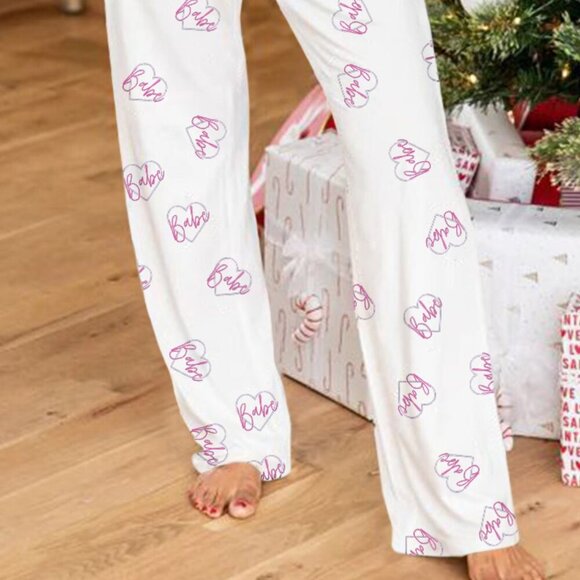 Babe Baggy Soft & Thick Elastic Wait PJ Pants & T Shirt Premium 2 pc Lounge Set - Picture 3 of 8